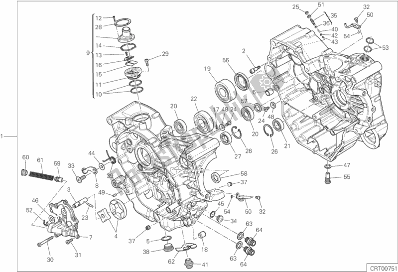 All parts for the 010 - Half-crankcases Pair of the Ducati Supersport S Brasil 937 2020
